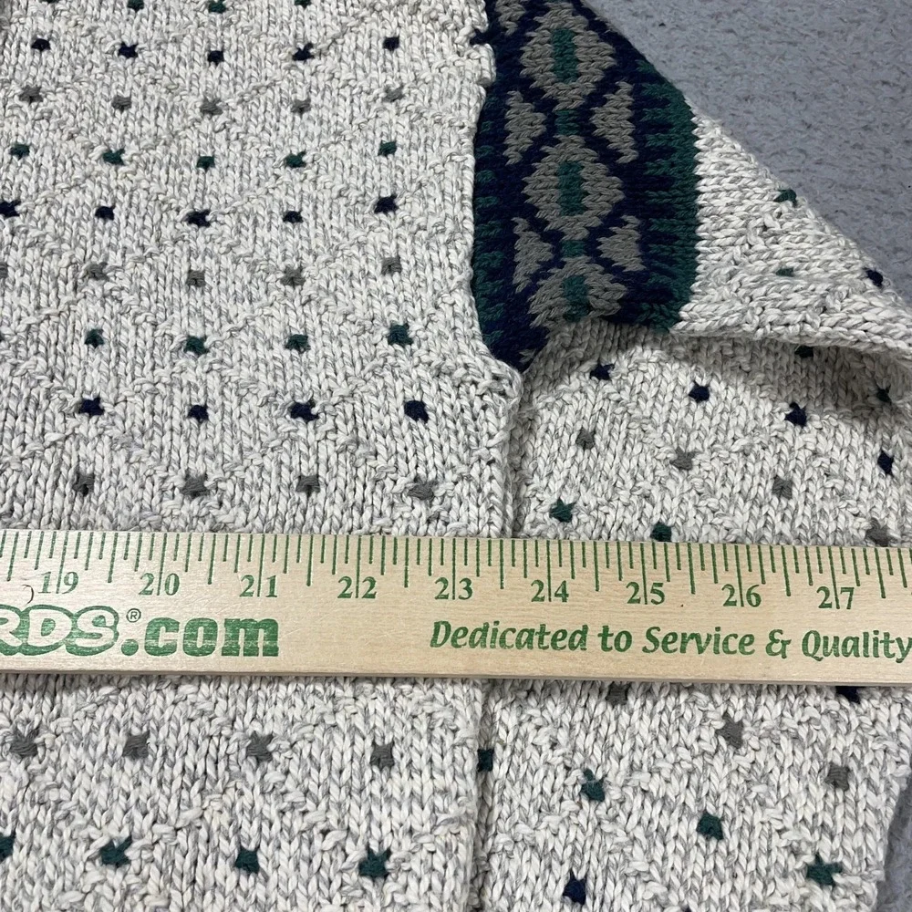 Croft & Barrow Sweater Mens‎ Large White Cotton Fair Isle Knit Crewneck Pullover